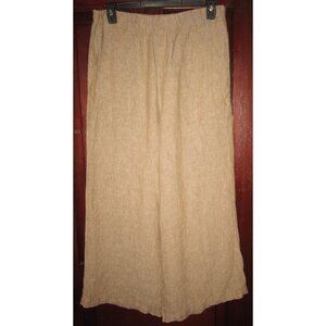 Match Point USA L Palazzo Pants Slacks Culottes Linen Tan Cargo Pockets Pull On